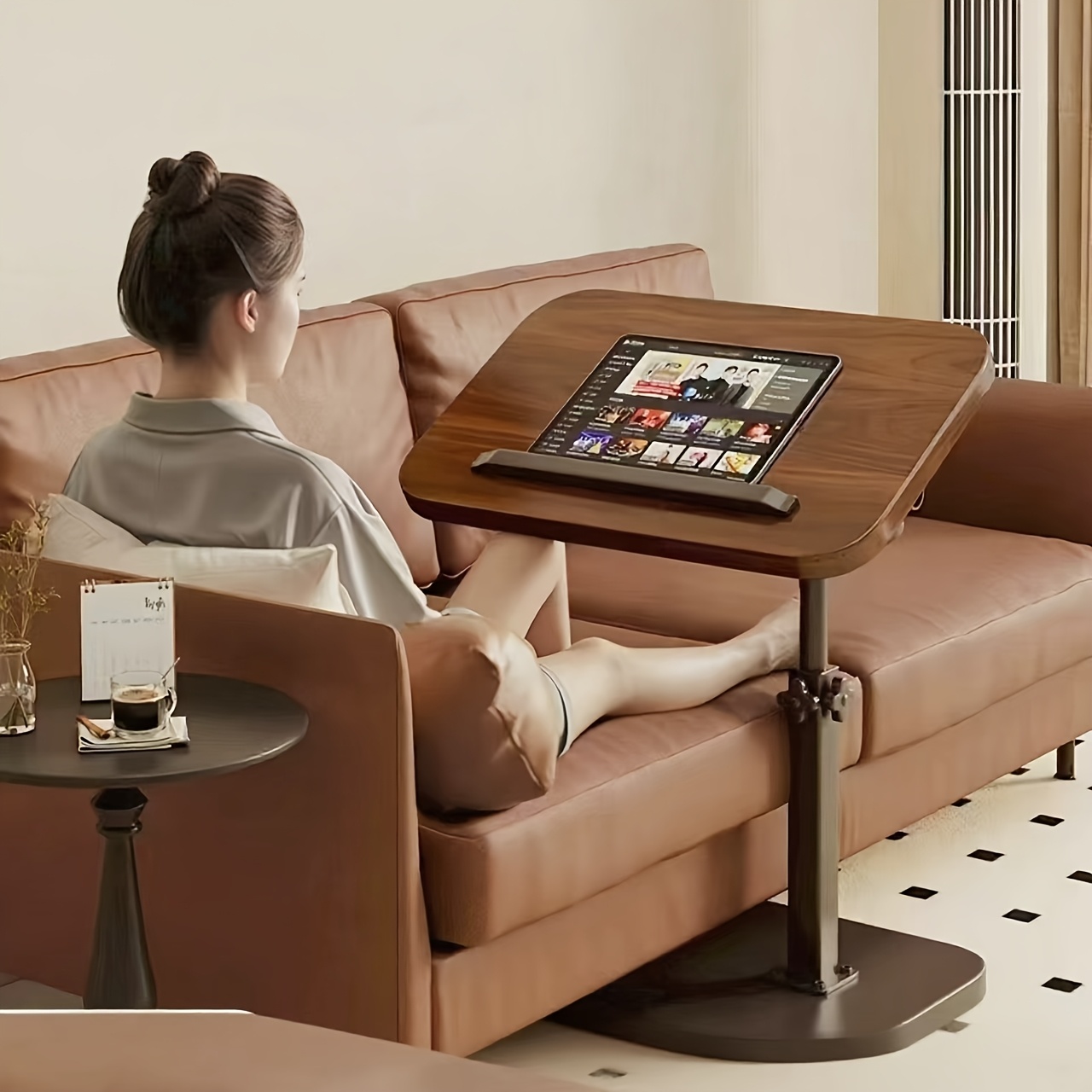 Laptops - Meja Laptop Putar dari Kayu Walnut