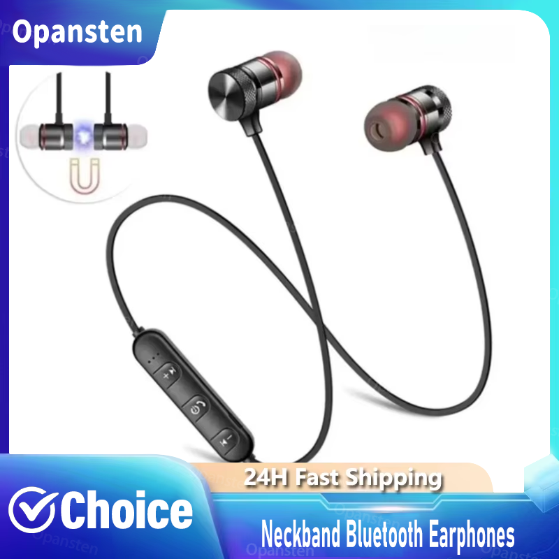 Magnetic Neckband Sports Earphones - Headset Bluetooth dengan Tali Leher, Model