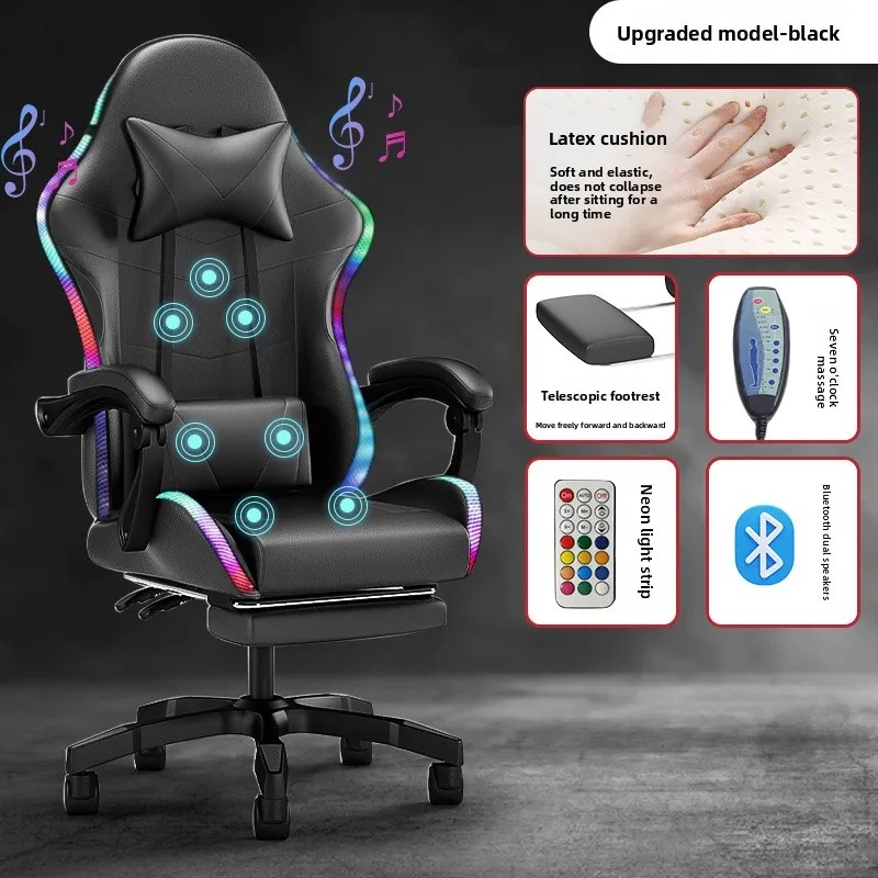 Speakers - Kursi Gaming dengan Lampu, Speaker Bluetooth,