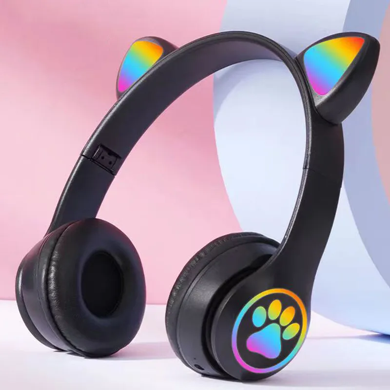 Headphone Nirkabel Bentuk Teli - Cat Ear Bluetooth Headset Led ulasan dan harga