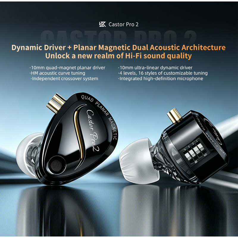 KZ Castor Pro 2, Earphone IEM  - Type C Wired Earphones With Mic ulasan dan harga